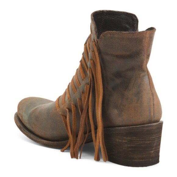 new CORRAL DISTRESSED  Leather J Toe Ankle Boots TASSELLS BOOTIES - Picture 4 of 4